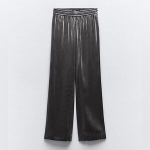 Zara Silver Foil Pants Women’s Size L NWT